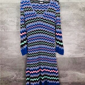 Missoni vintage knit Multicolor Zigzag Knit Dress. No longer sold retail. Blues